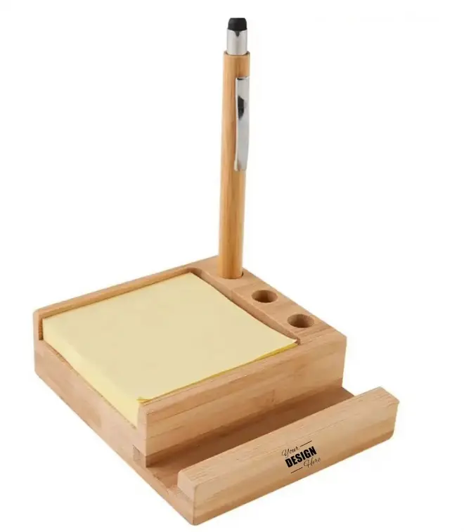 RSCW02-Sticky note with wooden pen stand - Bamboo 