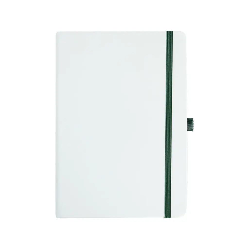 SNB23 - ELASTIC WHITE NOTEBOOK sticky GREEN