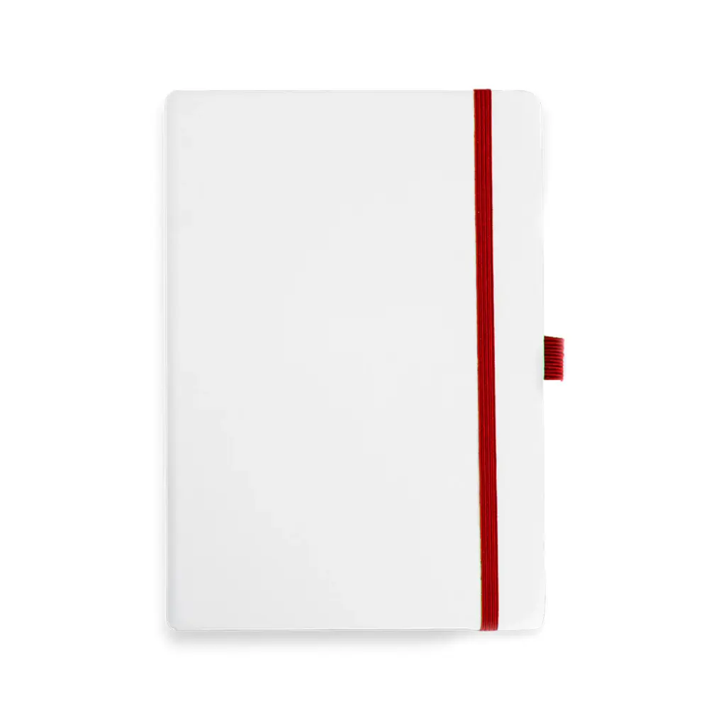 SNB24 - ELASTIC WHITE NOTEBOOK sticky RED