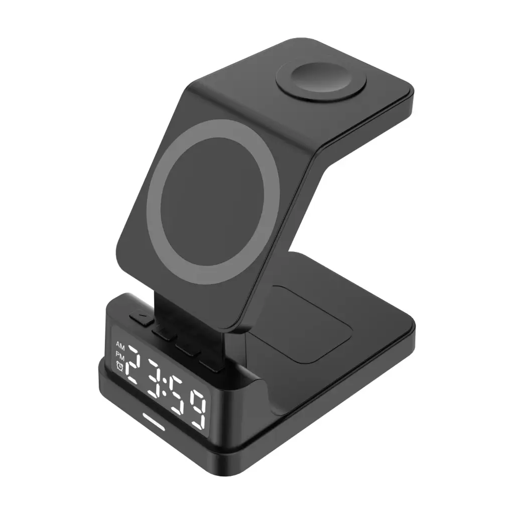 SCW50 - 3 in 1 wireless charger with clock - Black
